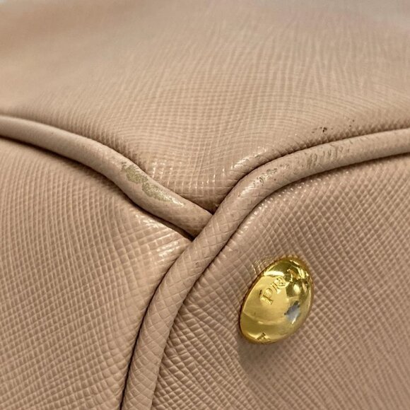 Auth PRADA Galleria Small Bag Pink Beige Saffiano Leather Tote Bag - Picture 6 of 14